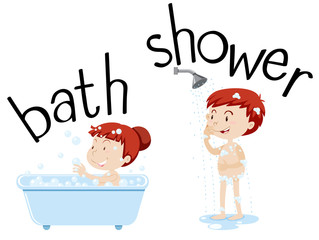 Kids taking bath and shower
