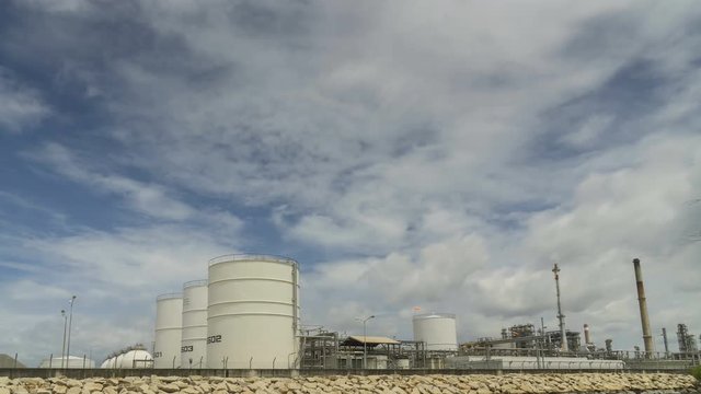 Oil Storages on daylight scene-timelapse