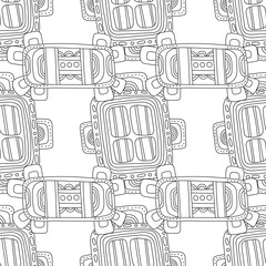 Black and white illustration for coloring book, page. Abstract decorative seamless pattern.