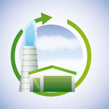 energy clean geothermal plant sustainable vector illustration