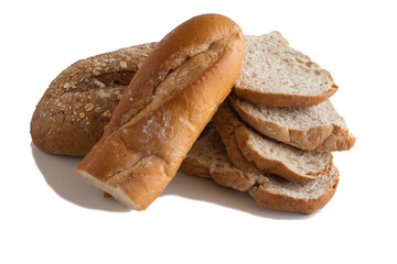 Various of Bread, french baguette isolated on white background
