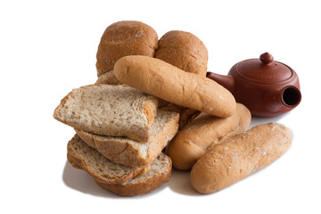 Various of Bread, french baguette isolated on white background
