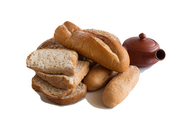 Various of Bread, french baguette isolated on white background
