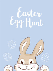 Easter bunny with eggs. Easter egg hunt