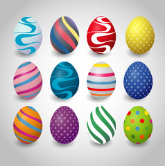 Set of colorful easter eggs on a white background