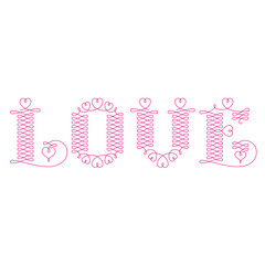 Love typography. Love initial cap. Love drop cap. Creative love logotype. Renaissance calligraphy.