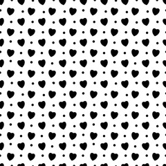 Heart black and dot seamless pattern