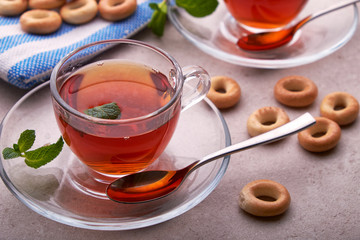 tea hot drink with lamb and mint
