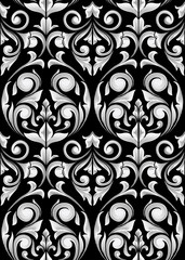 Black and white seamless decorative vintage pattern