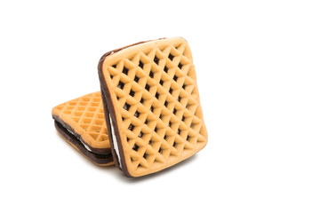 square cookie sandwich with souffle isolated
