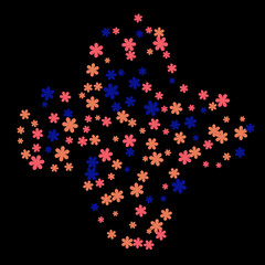 Pretty Floral Pattern with Simple Small Flowers for Greeting Card or Poster. Naive Daisy Flowers in Primitive Style. Vector Background for Spring or Summer Design.