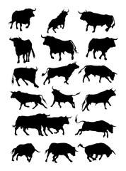 Bulls animal silhouette. Good use for symbol, logo, web icon, mascot, sign, or any design you want.