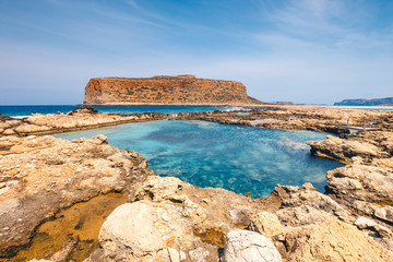 amazing scenery of Balos Beach in Crete Island, Greece