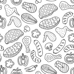  Seamless pattern of barbecue.