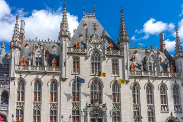 Fototapeta na wymiar The old city hall in the Markt square in Bruges, Belgium, Europe