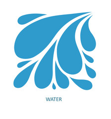 Fototapeta na wymiar Water Wave Logo abstract design. Cosmetics Surf Sport Logotype concept. Square aqua icon. 