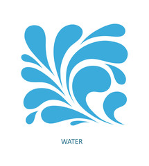 Fototapeta premium Water Wave Logo abstract design. Cosmetics Surf Sport Logotype concept. Square aqua icon. 