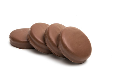 chocolate biscuit sandwich in chocolate glaze isolated