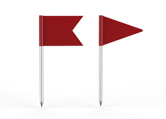 Pin flag on isolated white background, 3d illustration