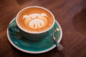 A Cup of hot latte art coffee