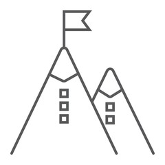 Business Mission thin line icon, development and business, mountain sign vector graphics, a linear pattern on a white background, eps 10.