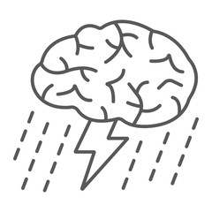 Brainstorm thin line icon, development and business, creativivty sign vector graphics, a linear pattern on a white background, eps 10.