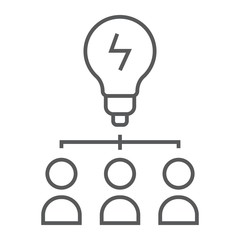 Creative thin line icon, development and business, lightbulb sign vector graphics, a linear pattern on a white background, eps 10.