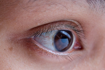 Obraz premium asia woman eye macro, the vision of the future and healthy life concept. view precise and straight to the target concept