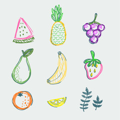 fruits doodle vector set