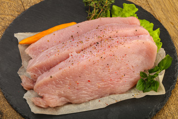 Raw turkey steak