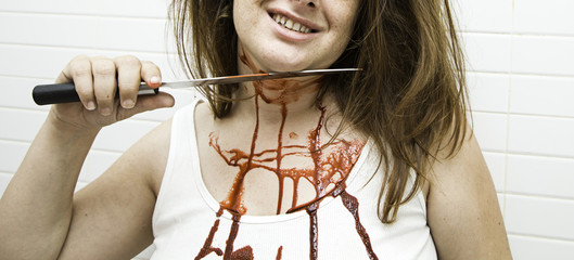 Bloody shirt woman