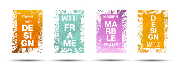Liquid Marble Frame. Vector Painted Hipster Border for Sale Ads, Text. Marble Textured Minimal Cover, Business Card, Music Poster Design. Dynamic Funky Creative Neon Colored Banner.