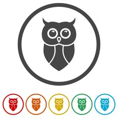 Owl icon, Owl logo, Owl illustration, 6 Colors Included