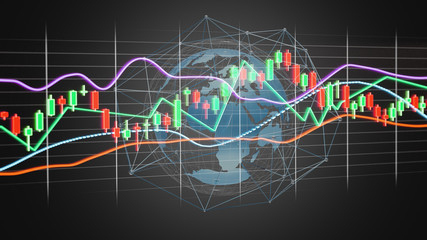  3d render Stock exchange trading data information display on a futuristic interface