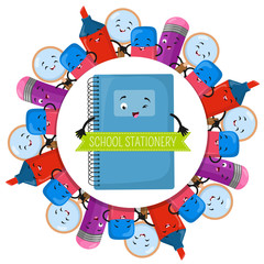 School stationery round banner design