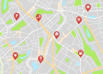 Fototapeta premium City map with navigation icons.