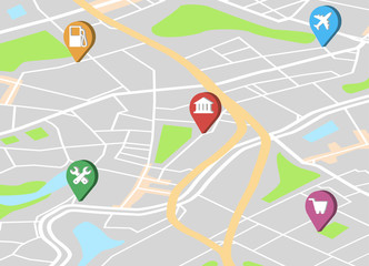 Fototapeta premium City map with navigation icons.