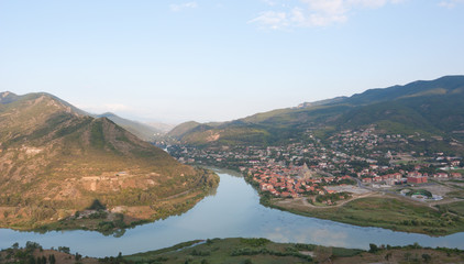 Fototapeta na wymiar Top view of Mtskheta. Mtskheta is a city in Mtskheta-Mtianeti province of Georgia.