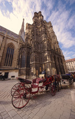 Naklejka na ściany i meble Horse carriage in Vienna city, old center. Austria