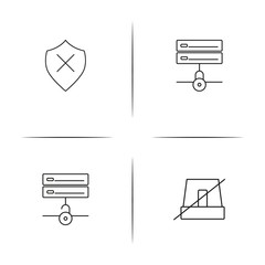 Cyber Security simple linear icon set.Simple outline icons