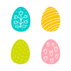 Colorful Easter eggs hand drawn icon set in doodle style