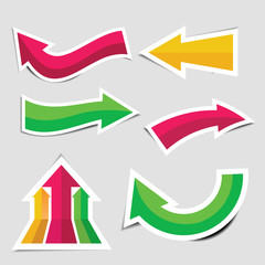 Colorful arrow stickers with shadow