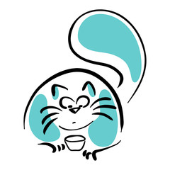 Fat cat looks in a bowl