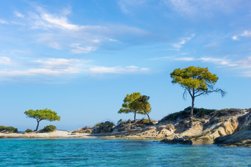 Amazing scenery by the sea in Vourvourou, Sithonia, Chalkidiki, Greece 