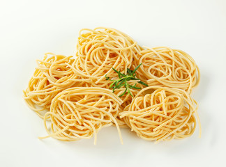 bundles of spaghetti pasta