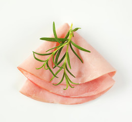thin slice of ham and rosemary