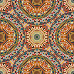 Seamless pattern mandala ornament. Vintage decorative elements. Hand drawn oriental background.