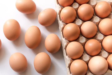 chicken eggs on a white background