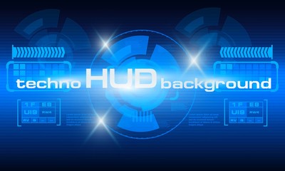 HUD technology background, colorful digital background, 3D technology interface. HUD techno background with floating numbers