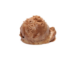 Chocolate ice cream ball isolated on white background